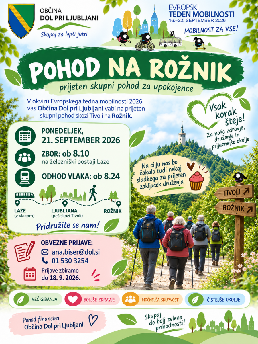 Drage upokojenke in upokojenci - vabljeni na Rožnik!