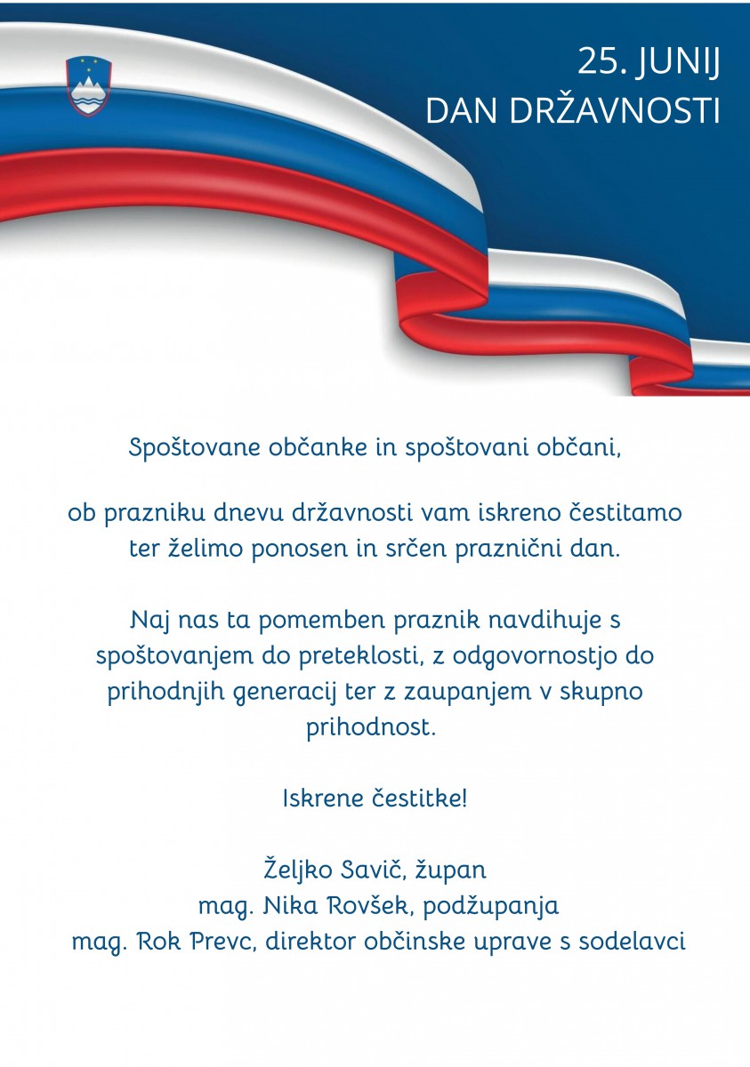 ČESTITKA OB DNEVU DRŽAVNOSTI