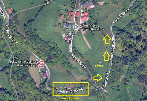 Zapora ceste pri Vrhu pri Dolskem