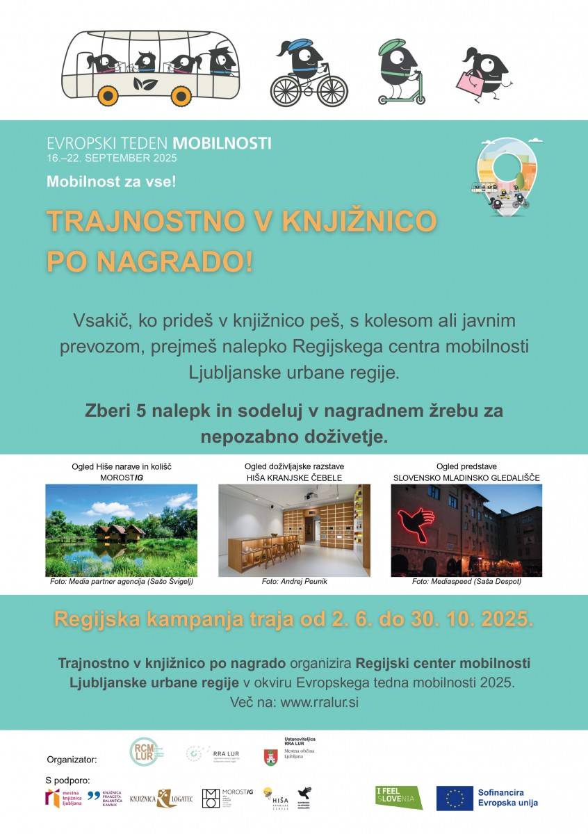 Ste že zbrali pet nalepk za sodelovanje v nagradnem žrebu “Trajnostno v knjižnico po nagrado!”?