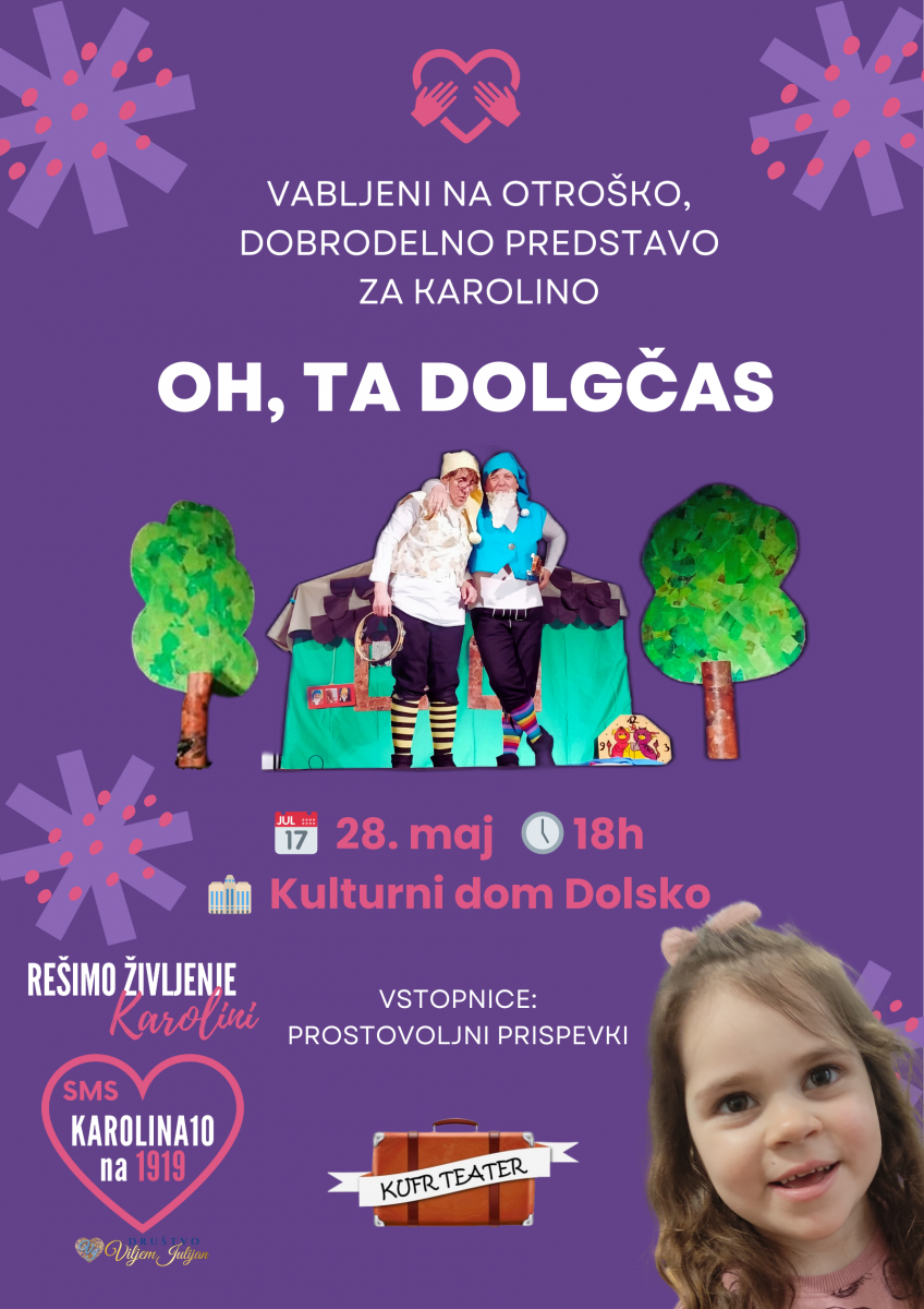 Vabilo za dobrodelno predstavo za Karolino 