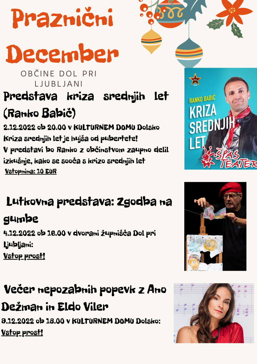 Na voljo karte za praznični decembrski program občine Dol pri Ljubljani!