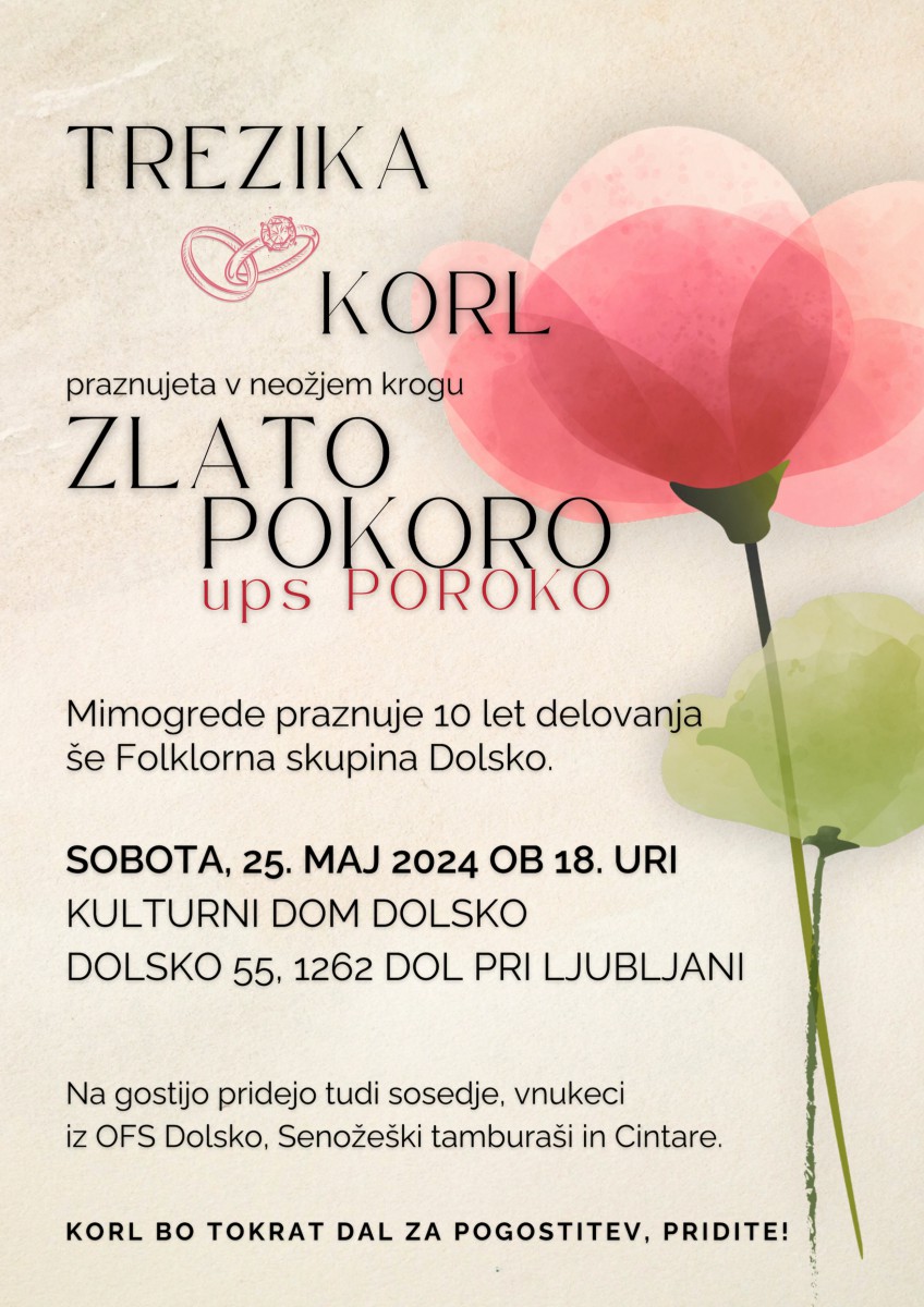 Vabilo Folklorne skupine Dolsko